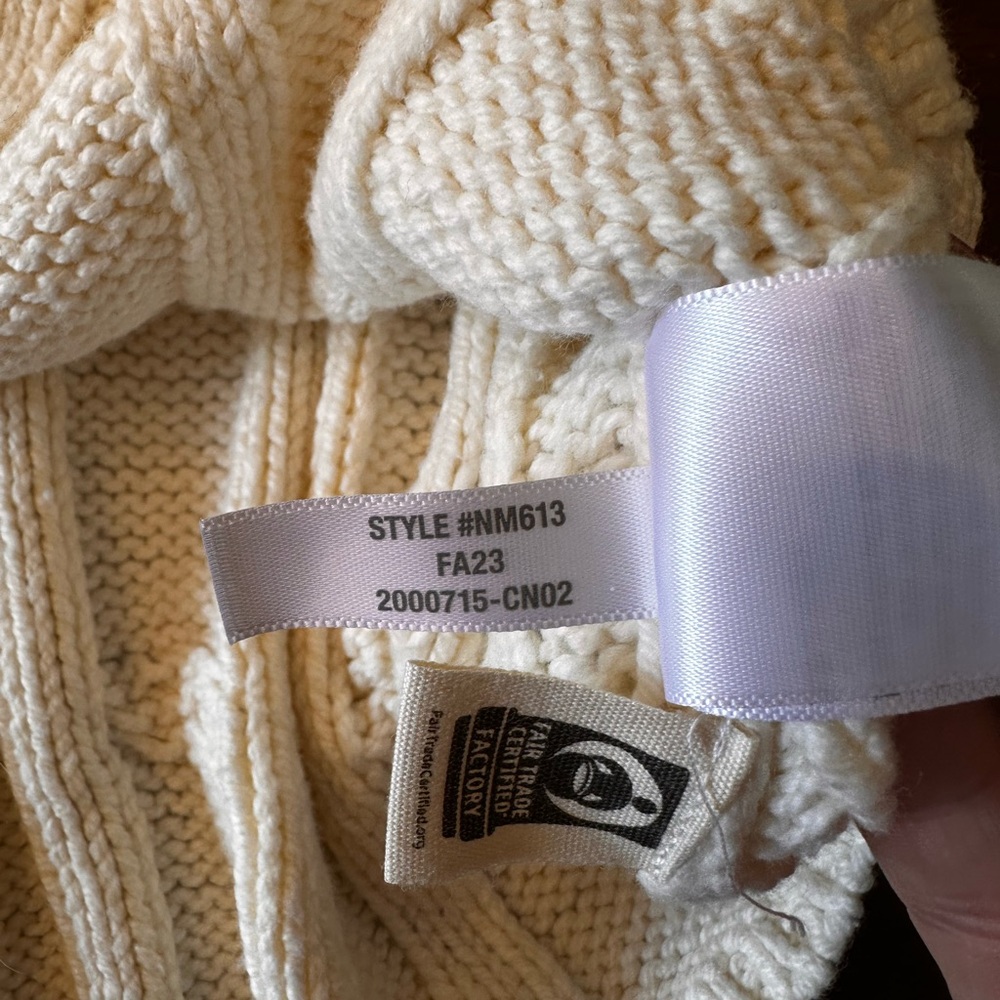 Madewell NWT size XXL V-neck cableknit chunky oversized cream sweater - Picture 13 of 16